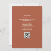Minimalistischer Terracotta-Hochzeitdatum QR-Code Einladung (Rückseite)