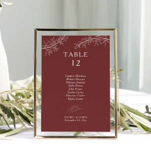 Minimalistischer Terrakotta-Hochzeitssitzplan Tischnummer
