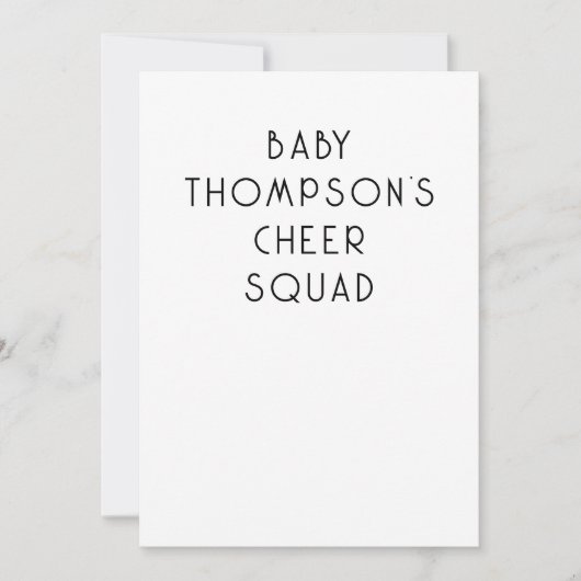Minimalistischer Text Baby Name Cheke Squad Einladung (Vorderseite)