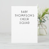 Minimalistischer Text Baby Name Cheke Squad Einladung (Stehend Vorderseite)