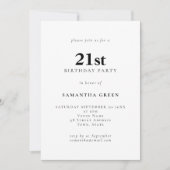 Minimalistischer Text beliebiger Farbe 21. Geburts Einladung (Vorderseite)