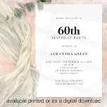 Minimalistischer Text beliebiger Farbe 60. Geburts Einladung<br><div class="desc">Minimalistischer Text beliebige Farbe 60. Geburtstagsparty. Vollständig anpassbar. Personalisieren Sie den Text einfach und ändern Sie Schriftart- und Hintergrundfarben,  wenn Sie es wünschen.</div>