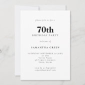 Minimalistischer Text beliebiger Farbe 70. Geburts Einladung (Vorderseite)