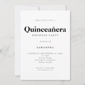 Minimalistischer Text beliebiger Farbe Quinceañera Einladung (Vorderseite)