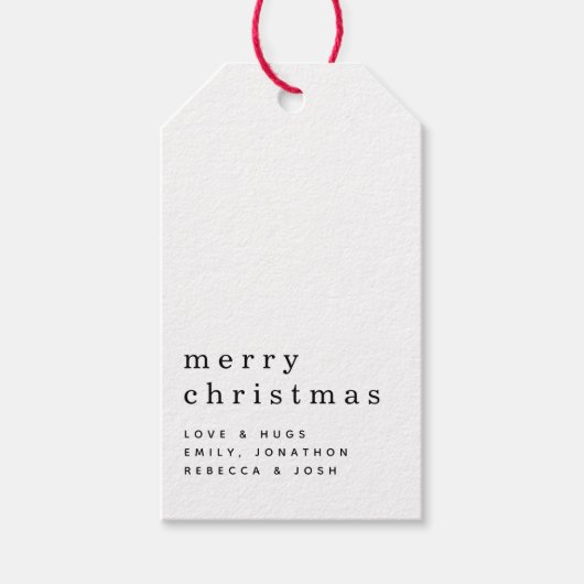 Minimalistischer Text Frohe Weihnachten Schwarz-we Geschenkanhänger (Vorderseite)