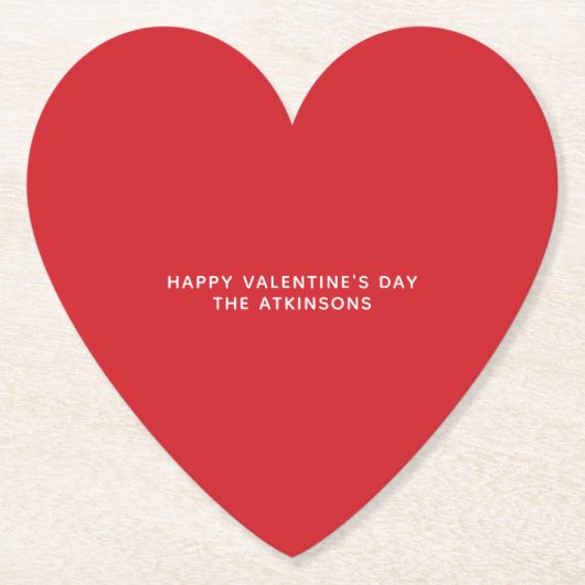 Minimalistischer Text mit rotem Herz - Valentinsta Untersetzer (Vorderseite)