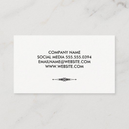 Minimalistischer Text mit verziertem Element grün Visitenkarte (Rückseite)