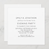 Minimalistischer Text nur Hochzeit Abend Party lad Einladung (Vorne/Hinten)