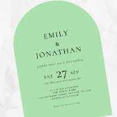 Minimalistischer Text QR Celadon Green Arch Weddin Einladung