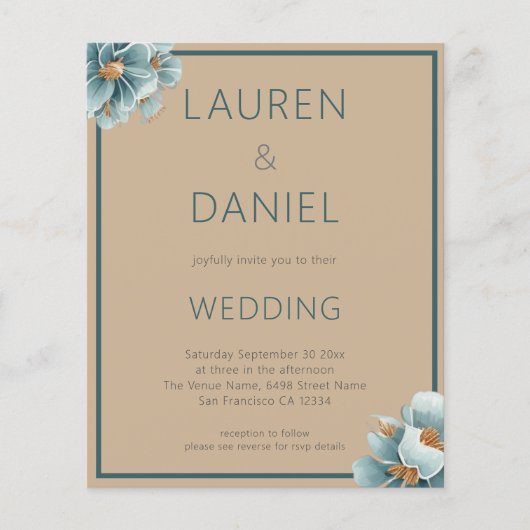 Minimalistischer Text QR Code Kaffee und Blue Wedd Flyer (Vorne)