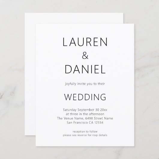 Minimalistischer Text QR-Code Schwarz-weiß Hochzei (Vorne/Hinten)