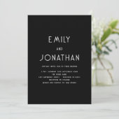 Minimalistischer Text QR Code White Black Wedding Einladung (Stehend Vorderseite)