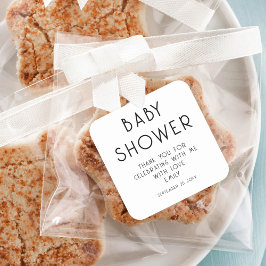 Minimalistischer Text Schwarz-weiß Vielen Dank Bab Quadratischer Aufkleber