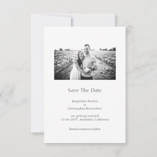 Minimalistischer Text und Foto-Hochzeit speichern Dankeskarte (Rückseite)