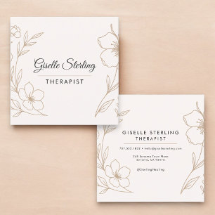 Minimalistischer Therapeut Botanischer Blush Schwa Quadratische Visitenkarte
