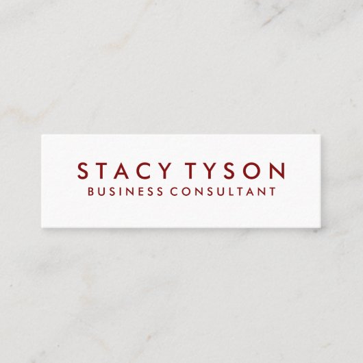 Minimalistischer tiefer roter Text Mini Visitenkarte (Vorderseite)