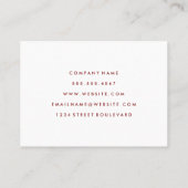 Minimalistischer tiefer roter Text Visitenkarte (Rückseite)