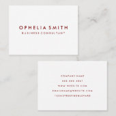 Minimalistischer tiefer roter Text Visitenkarte (Vorne/Hinten)