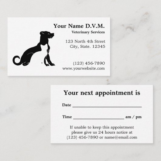 Minimalistischer Tierarzt Terminkarte (Vorne/Hinten)