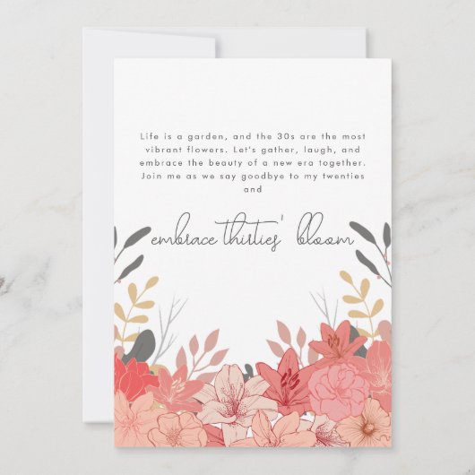 Minimalistischer Tod zu meinen Zwanzigern 30. Gebu Einladung (Rückseite)