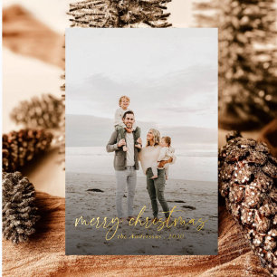 Minimalistischer Torbogen 2 Fotos Frohe Weihnachte Folien Feiertagskarte