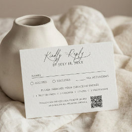 Minimalistischer traditioneller QR-Code-RSVP Weiß RSVP Karte