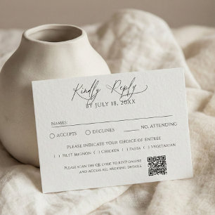 Minimalistischer traditioneller QR-Code-RSVP Weiß RSVP Karte