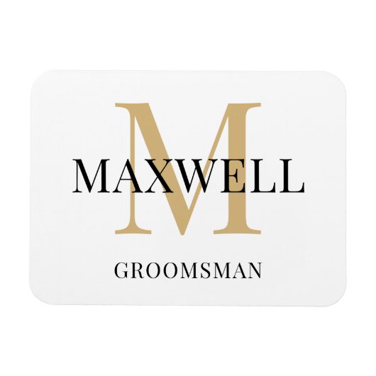 Minimalistischer Trauzeuge für Schwarz-Gold-Monogr Magnet (Horizontal)