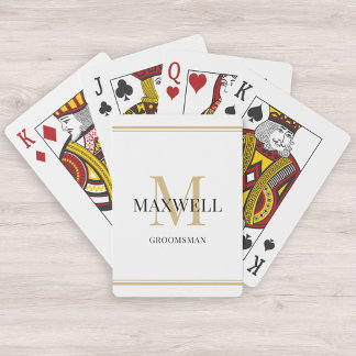Minimalistischer Trauzeuge Schwarz Gold Monogramm Spielkarten