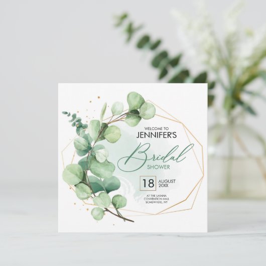Minimalistischer Trend Eukalyptusgrün Brautparty Einladung (Stehend Vorderseite)