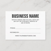 Minimalistischer Trendsetter bezeichnen einen Freu Empfehlungskarte (Rückseite)