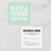 Minimalistischer Trendsetter nennen Freunde Minze  Empfehlungskarte (Vorne/Hinten)