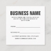 Minimalistischer Trendsetter verweisen auf einen F Empfehlungskarte (Rückseite)