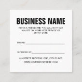 Minimalistischer Trendsetter verweisen auf einen F Empfehlungskarte (Rückseite)