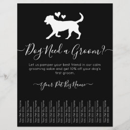 Minimalistischer Trendy Black and White Dog Groomi Flyer