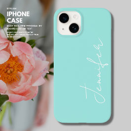 Minimalistischer trendy Sage Green und White Scrip Case-Mate iPhone 14 Hülle