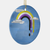 Minimalistischer Tropfen-Regenbogen für nicht binä Keramik Ornament (Rechts)