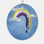 Minimalistischer Tropfen-Regenbogen für nicht binä Keramik Ornament (Links)