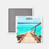 Minimalistischer tropischer Urlaub in Aruba Magnet (Vorderseite/Rückseite)