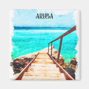 Minimalistischer tropischer Urlaub in Aruba Magnet