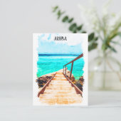 Minimalistischer tropischer Urlaub in Aruba Postkarte (Stehend Vorderseite)