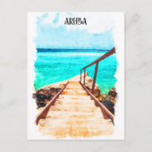 Minimalistischer tropischer Urlaub in Aruba Postkarte (Vorderseite)