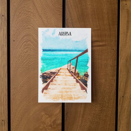 Minimalistischer tropischer Urlaub in Aruba Postkarte