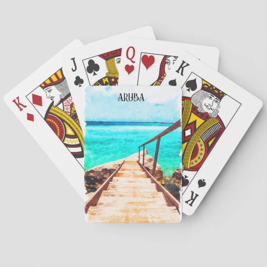 Minimalistischer tropischer Urlaub in Aruba Spielkarten (Rückseite)