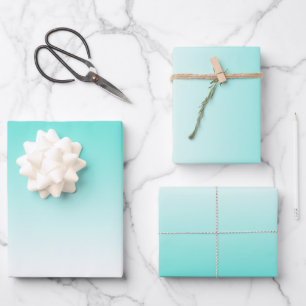 Minimalistischer Türkisverlauf Geschenkpapier Set