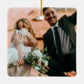 Minimalistischer Typ Frohe und Verheiratetes Foto Keramikornament (Rückseite)