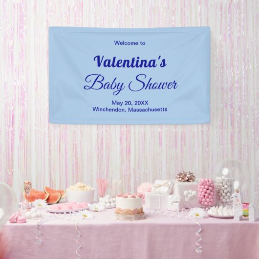 Minimalistischer typografischer Stil Hellblau Baby Banner (Party)