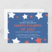 Minimalistischer Unabhängigkeitstag, 4. Juli Einladungspostkarte (Vorne/Hinten)