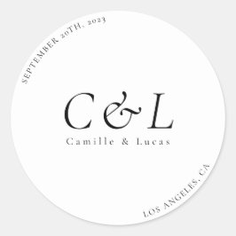 Minimalistischer und eleganter Hochzeitsklassiker Runder Aufkleber