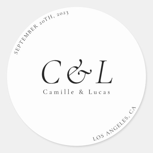 Minimalistischer und eleganter Hochzeitsklassiker  Runder Aufkleber (Vorderseite)
